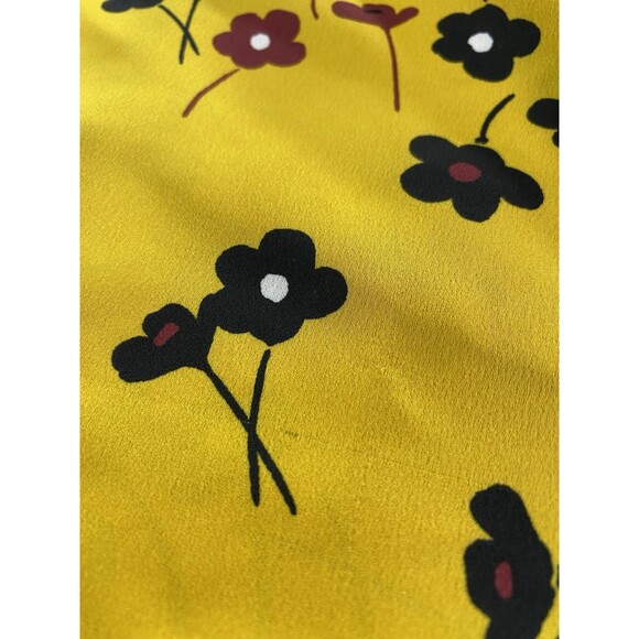 BCBG Generation Yellow Floral Wrap Blouse Top M Medium Tie Cuffs *READ - Picture 4 of 9